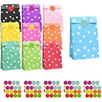 flintronic Bolsas de Regalo- 50 pcs Bolsa de Papel Kraft Bolsas de Papel en 10 Colores (+ 120 Piezas Pegatinas Redondas…